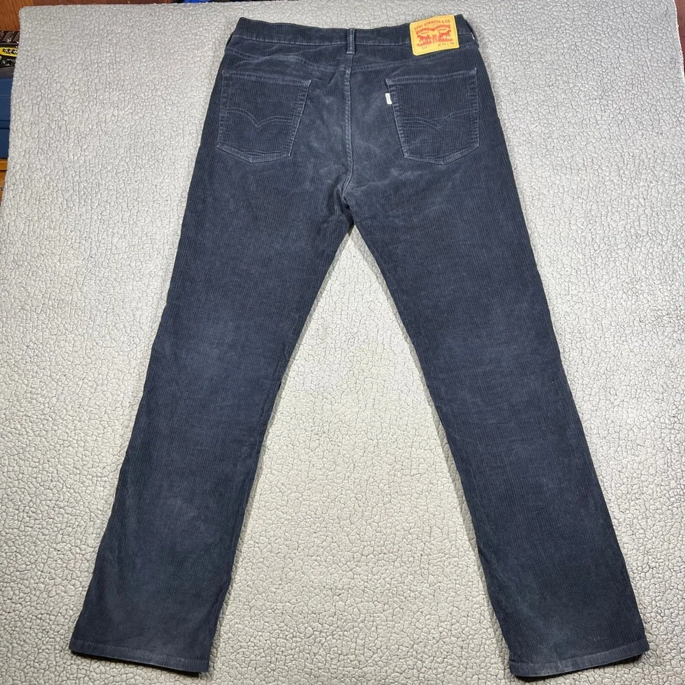 Levis 514 Straight Fit Corduroy Pants Mens 33x32 Navy Blue Stretch 00514-0729
